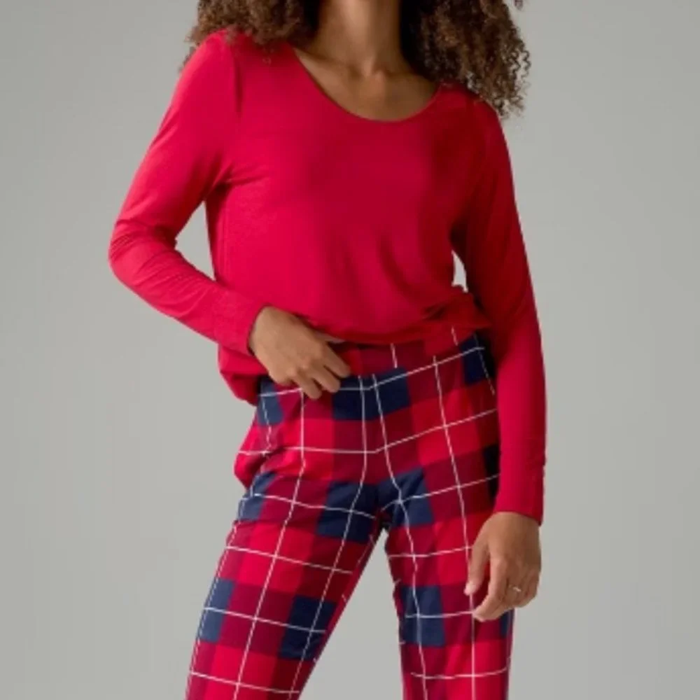 NWT Soma COOL NIGHTS Long Sleeve Pj Set - Color -BLANKET PLAID NAVY - Size L - Picture 1 of 11